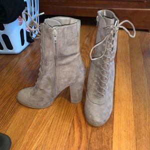 Suede lace up booties